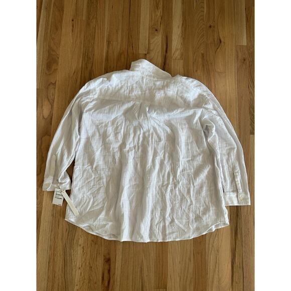 NWT Womens White Gauze Button-Up Shirt 2X 100% Cotton Lightweight Collared Top - Picture 4 of 10